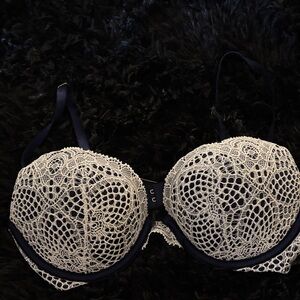 Victoria's Secret Navy and Cream Lace Bra